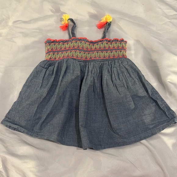 Cat & Jack - Navy Dress with Red Trim and pompom designed soulder straps - Picture 1 of 5